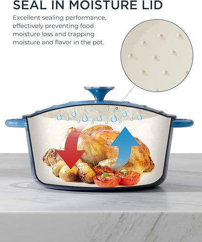 Enameled Cast Iron Dutch Oven - 6QT Pot - Heavy-Duty Cookware - Image 3