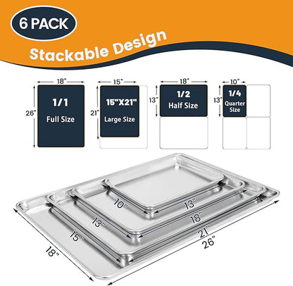 6 Pack Half Size Baking Sheet Pan, Aluminum Commercial Cookie Sheet Pan - Image 7