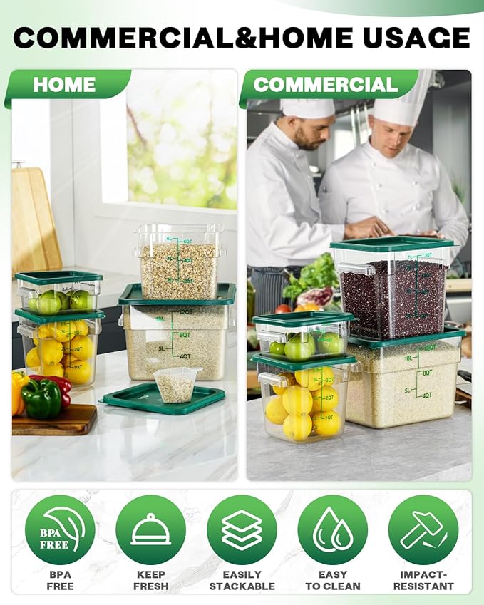 8QT Clear Food Storage Containers: 2 PCS NSF Food Storage Containers - Image 4