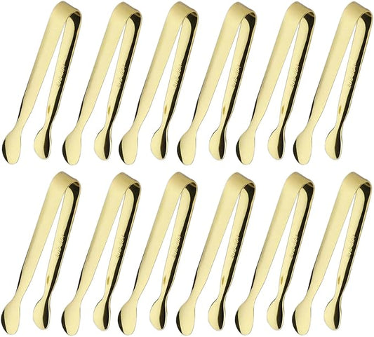 12PCS Ice Tongs Mini Sugar Tong 4.25Inch Stainless Steel Small Serving Tongs by Sunenlyst
