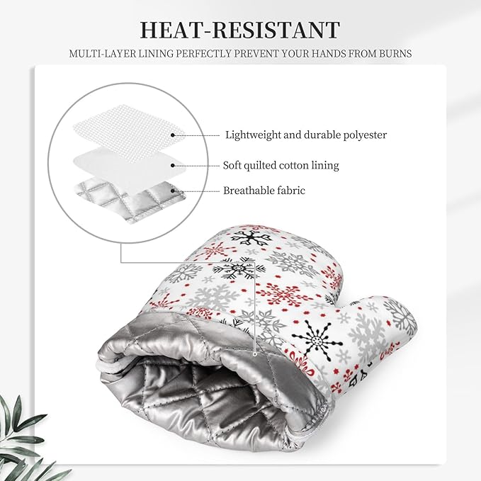 Christmas Winter Snowflake Oven Mitts and Pot Holders Set - Image 4