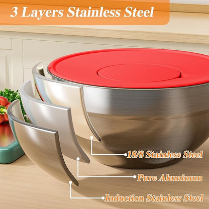 Mixing Bowls with Lids Set, Kitchen Food Organizers Nesting Mixing Bowl - Image 6