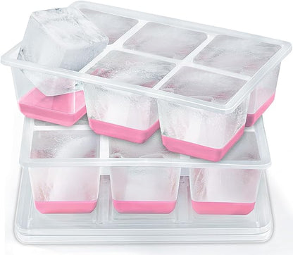 Ice Cube Trays 2 Pack, JRISBO Large Silicone Ice Cube Molds by Jrisbo