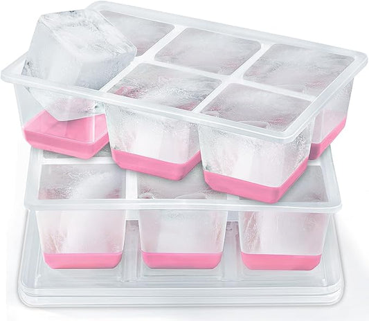 Ice Cube Trays 2 Pack, JRISBO Large Silicone Ice Cube Molds by Jrisbo