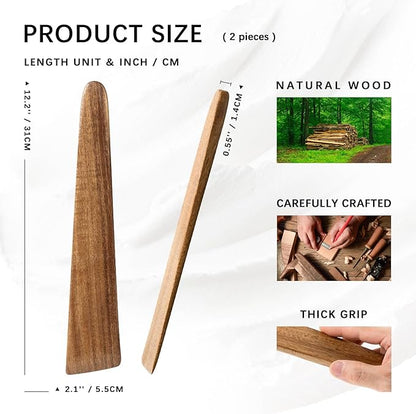 Wooden Spatula for Cooking Set of 2 – 12 Inch Acacia Wood Spatula - Image 2