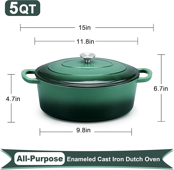 E-far 5QT Oval Dutch Oven Pot - Image 2