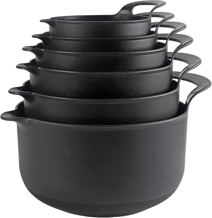 COOK WITH COLOR Nesting Plastic Mixing Bowl Set with Pour Spouts and Handles by CookwithColor