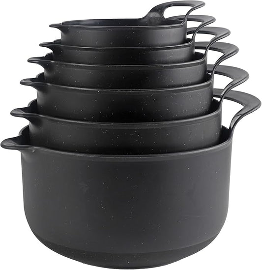 COOK WITH COLOR Nesting Plastic Mixing Bowl Set with Pour Spouts and Handles by CookwithColor