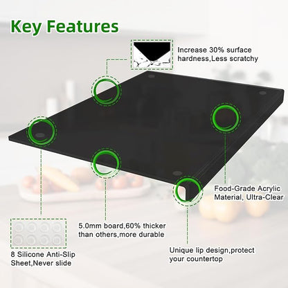 Acrylic Cutting Board with Counter Lip | 60% Thicker & Durable | BPA-Free & - Image 2