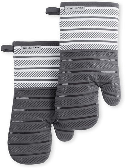 KitchenAid Albany Oven Mitt 2-Pack Set, Charcoal Grey by KitchenAid