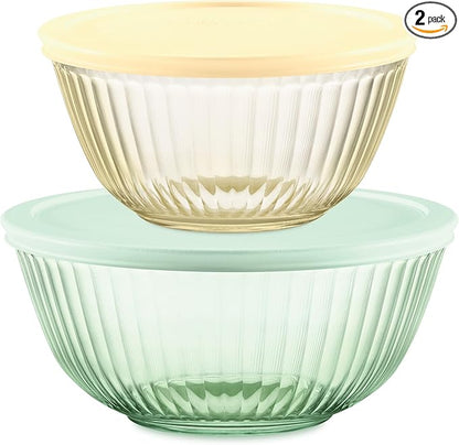 Pyrex Colors Sculpted Tinted Small/Medium Glass Mixing Bowls by Pyrex