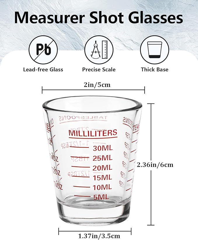 SAIAOKJ Shot Glasses Measuring Cup Set 2PACK Espresso Shot Glasses Liquid Heavy - Image 2