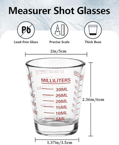 SAIAOKJ Shot Glasses Measuring Cup Set 2PACK Espresso Shot Glasses Liquid Heavy - Image 2