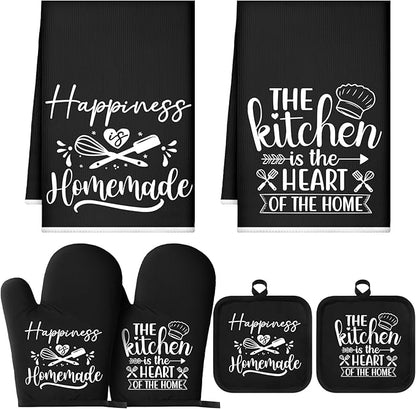 Sratte 6 Pcs Kitchen Decor Accessories Set Farmhouse Towels Pot Holders Oven by Sratte