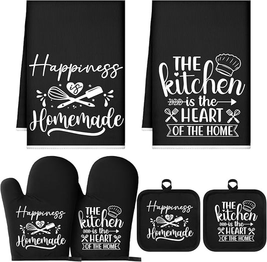 Sratte 6 Pcs Kitchen Decor Accessories Set Farmhouse Towels Pot Holders Oven by Sratte