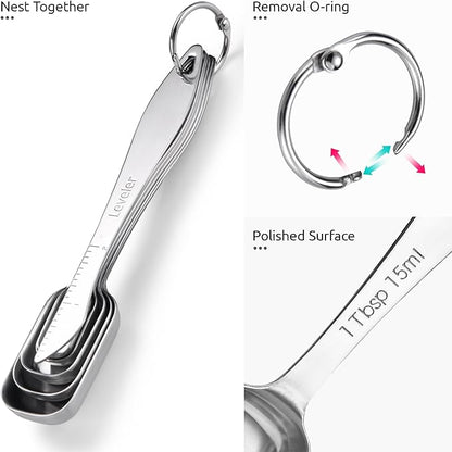 U-Taste Narrow Square Measuring Spoons: 18/8 Stainless Steel Kitchen Measure - Image 6