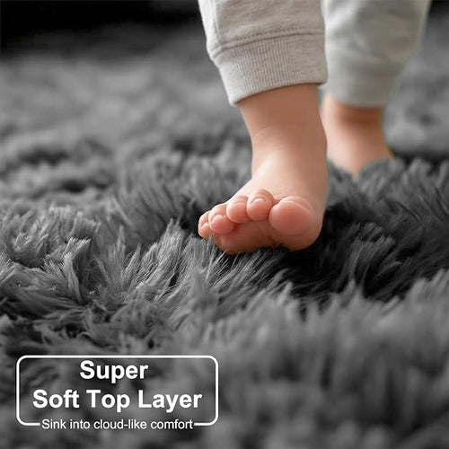 Amdrebio Grey Area Rugs for Bedroom Living Room, Fluffy Fuzzy Modern Rugs for - Image 2