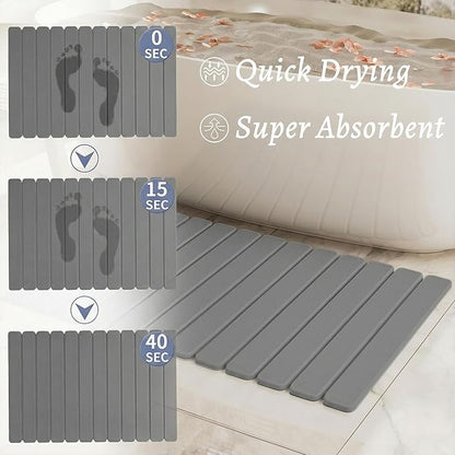 Large Stone Bath Mat 31.5 x 19.7in, Quick Dry Diatomaceous Earth Mats - Image 4