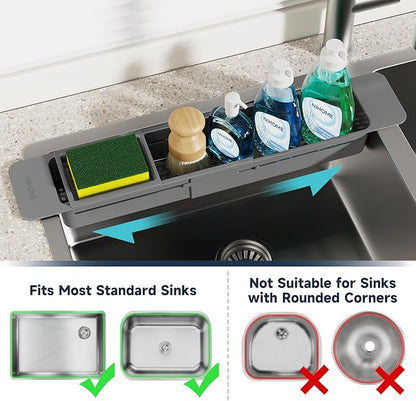 NiHome Extendable Sink Kitchen Organizer, Extra Long Telescopic Brush Storage - Image 5