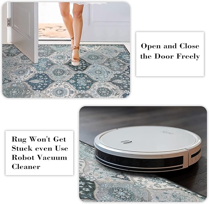 Lahome Moroccan Trellis Round Rug, Faux Wool, Machine Wash, Non-Slip Backing - Image 5