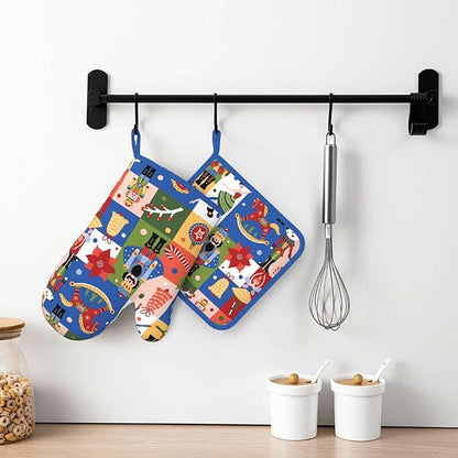 Christmas Nutcrackers Silicone Oven Mitts Pan Mats Set of 2, Heat Resistant - Image 6