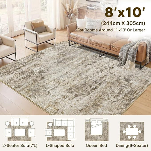 8x10 Area Rugs Washable Living Room Rug-No Slip Soft Carpets Modern Abstract - Image 2