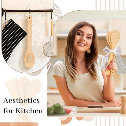 Reallnaive 72 Pcs Bamboo Spatula Wooden Kitchen Utensil Bulk 12''wood Spoon - Image 6