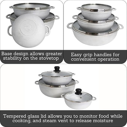 IMUSA Caldero Stock Pot with Glass Lid 3pc Set, 1.5/3.5/7 QT, Cast Aluminum - Image 3