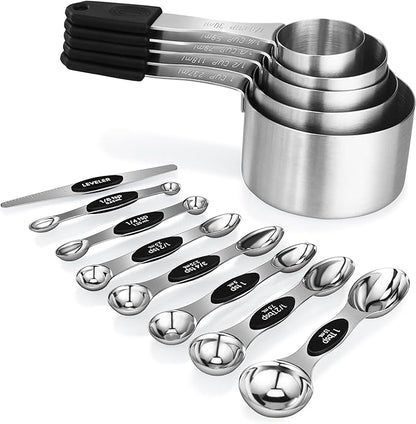 Magnetic Measuring cups and spoons Set, 5 Stainless Steel Magnetic Measuring by JIEJIE