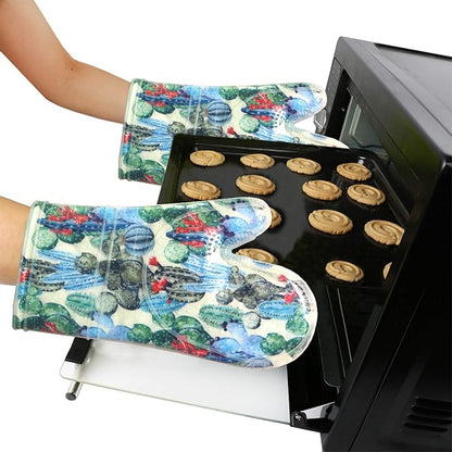 Oven Mitts Set of 2 with Transparent Clear Silicone Shell and Nice Cactus - Image 5