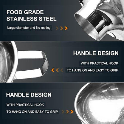 Walfos 5.5 Inch and 4 inch Stainless Steel Wide-Mouth Funnel - Image 5