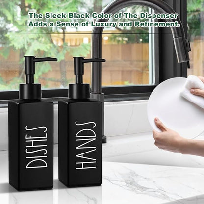 Hand and Dish Soap Dispenser Set, Matte Black Dish Dispenser Bottle - Image 6