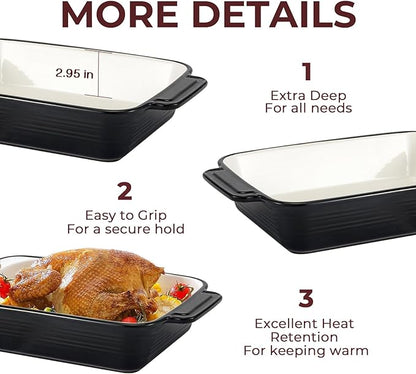 LIFVER Casserole Dish for Oven, 9x13 Ceramic Baking Dish, 115oz Large Lasagna - Image 4