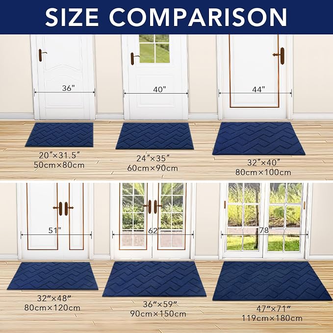 hicorfe Indoor Door Mat, Non Slip Door Mats, Absorbent Resist Dirt Entrance - Image 4