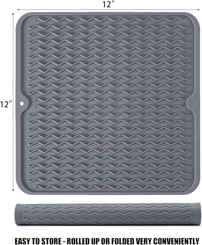 Silicone Dish Drying Mat, Non-Slip Easy Clean Sink Mat Large Heat-resistant - Image 2