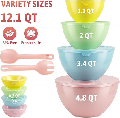 16 Piece Plastic Mixing Bowls - Image 4