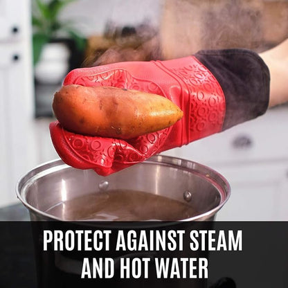 Homwe Silicone Oven Mitts and Potholders Heavy Duty Cooking Gloves, Kitchen - Image 5
