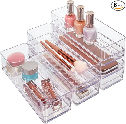STORi SimpleSort 6-Piece Stackable Clear Drawer Organizer Set | 9" x 3" x 2" by STORi