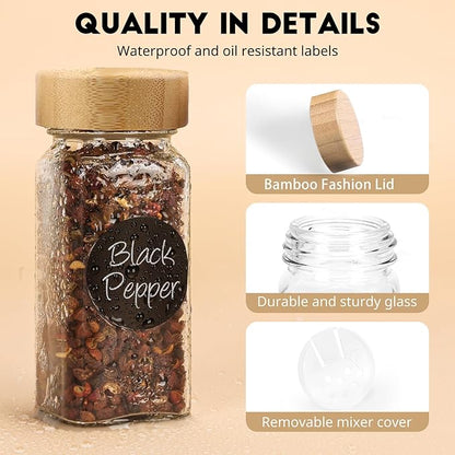 24Pcs Spice Jars with Label, 4oz Empty Square Seasoning Containers, Spice Jars - Image 3