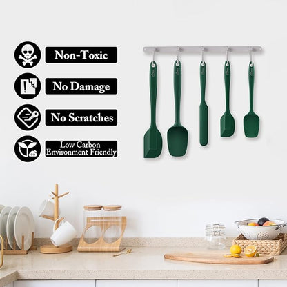 HOTEC 600℉ Heat Resistant BPA-Free Silicone Rubber Spatula Set, Kitchen Cooking - Image 4