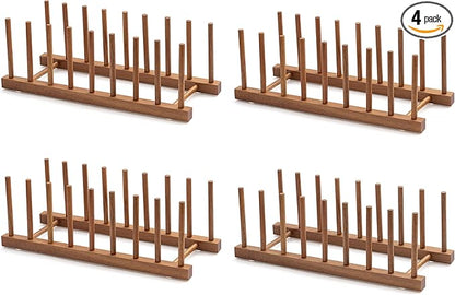 HBlife 4pcs Acacia Wooden Dish Dying Rack Pot Lid Plate Organizer Holder by HBlife