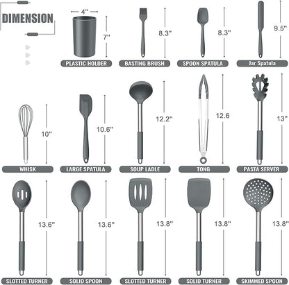 E-far 14 Pieces Silicone Cooking Utensils Set, Kitchen Utensils Set - Image 2