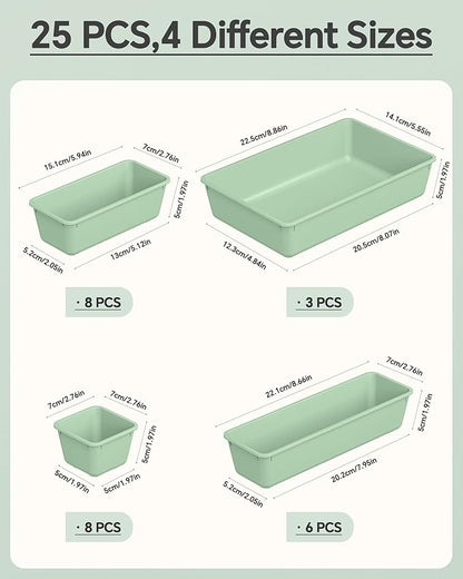 KEMETHY 25 PCS Plastic Drawer Organizers Set, 4 Sizes Vanity Organizer - Image 2