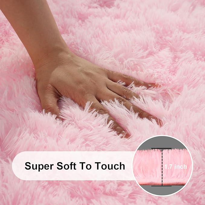 5x7 Pink Rugs for Bedroom Girls, Large Fluffy Area Rugs for Living Room - Image 2