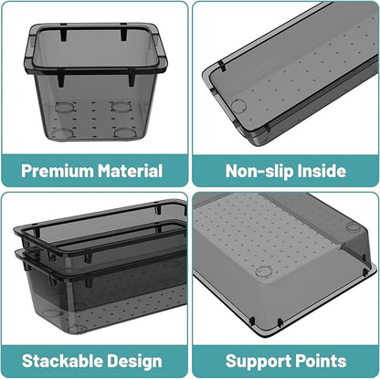 WOWBOX 40 PCS Clear Plastic Drawer Organizer Set, 4 Sizes Desk Drawer - Image 2