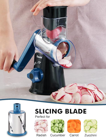Geedel Rotary Cheese Grater, Kitchen Mandoline Vegetable Slicer - Image 3
