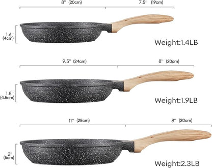 JEETEE Non Stick Frying Pan Set, Frying Pans Nonstick, Omelette Skillet - Image 2