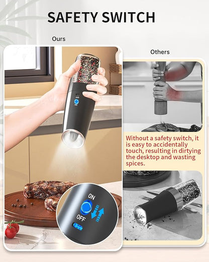 CIRCLE JOY Rechargeable Electric Salt and Pepper Grinder Set Gravity Salt and - Image 2