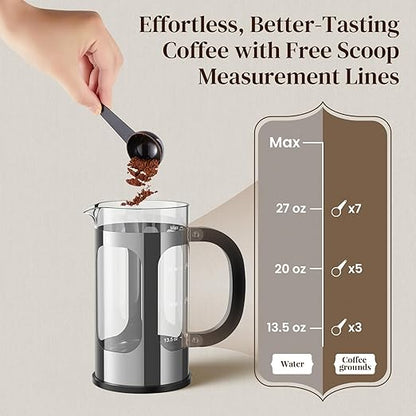 Veken French Press Coffee Maker 34oz 1 L, No Plastic Touching Cafe, Heat - Image 8