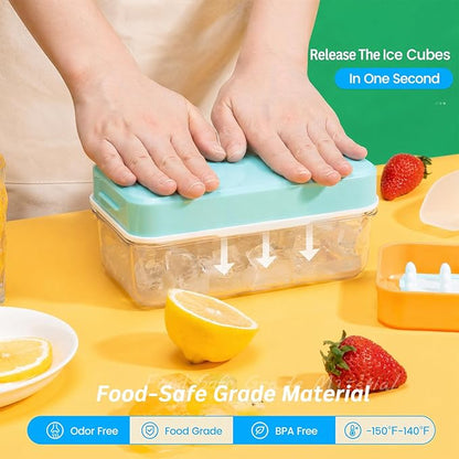 Ice Cube Tray with Lid and Bin, PHINOX 84 pcs Ice Trays - Image 3